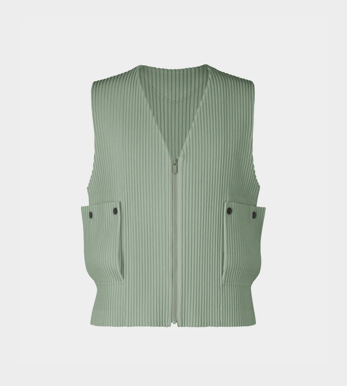 Homme Plisse Issey Miyake - Pleated Zip Front Vest Grey