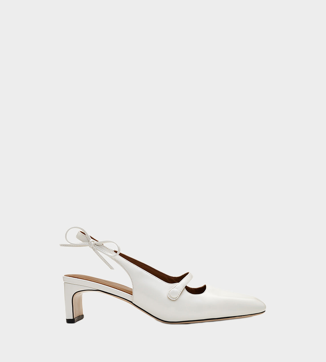 ShuShu/Tong - Side Bow Square Toe Heel White