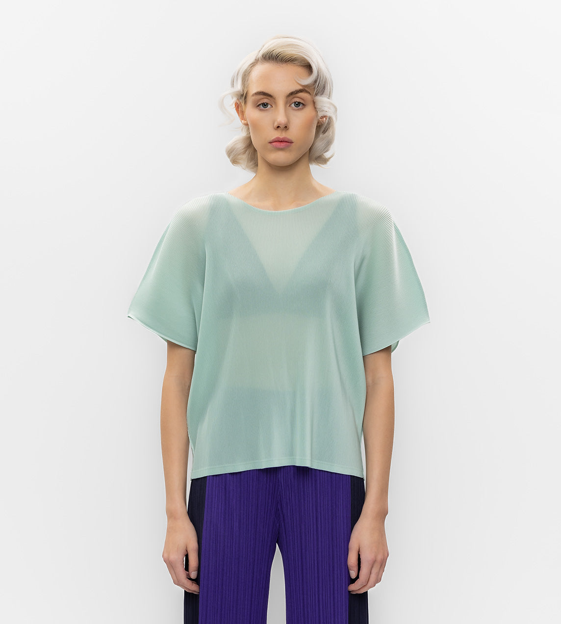 Pleats Please Issey Miyake - Mist Pleat Short Sleeve Top Pastel Green