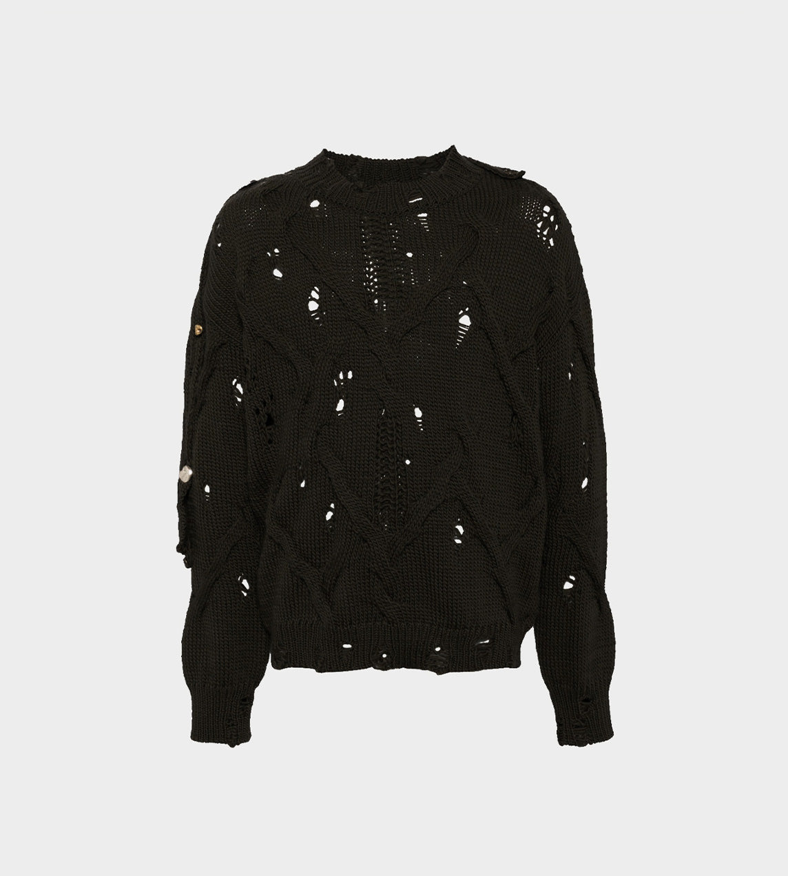 ANDERSSON BELL - Knitted Fisherman Button Crew-neck Blk