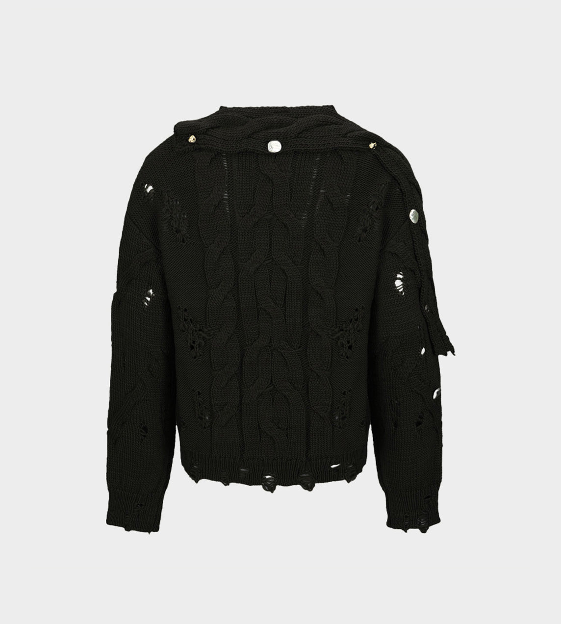 ANDERSSON BELL - Knitted Fisherman Button Crew-neck Blk