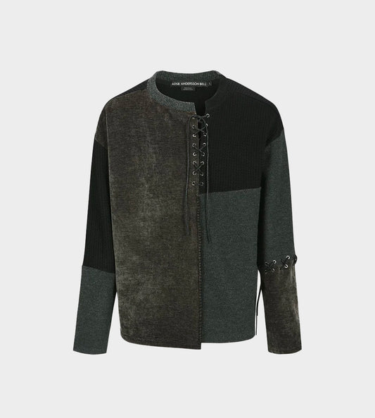 ANDERSSON BELL - Knitted Lace-up Oversized Sweater BLK