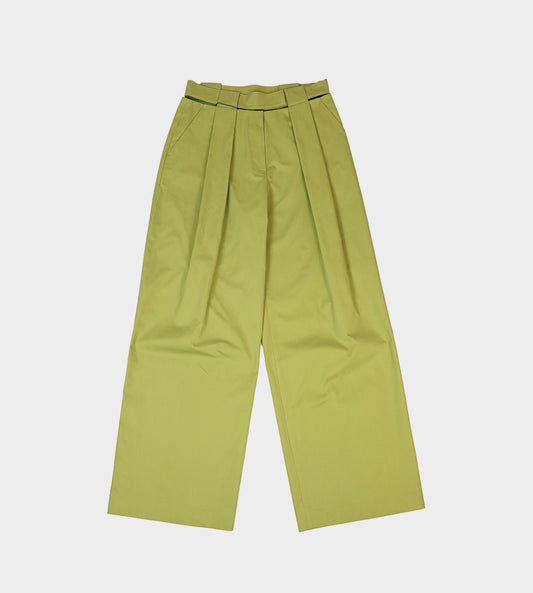 Cut-out Waistband Pants Green