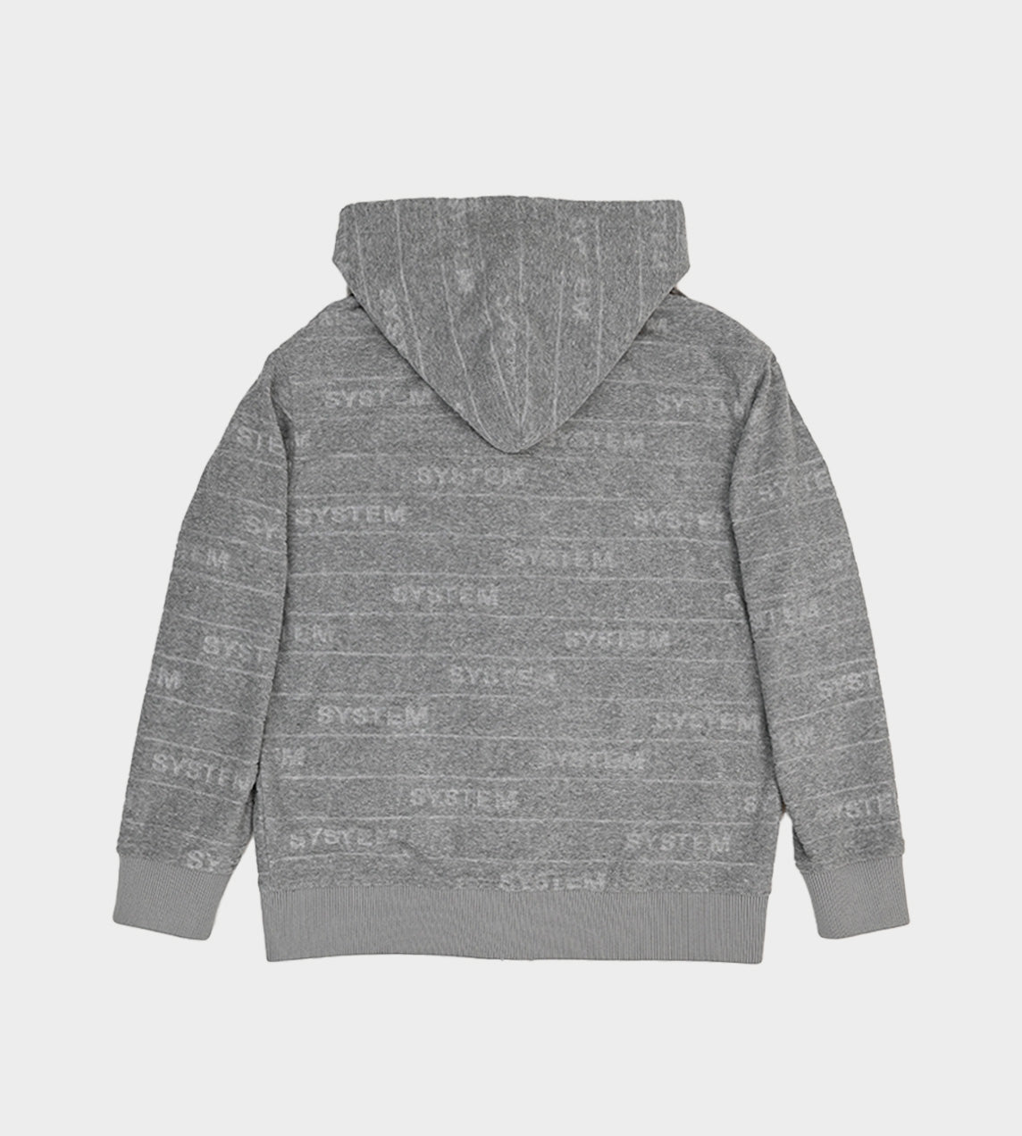 Embossed Terry Button Front Hoodie Grey