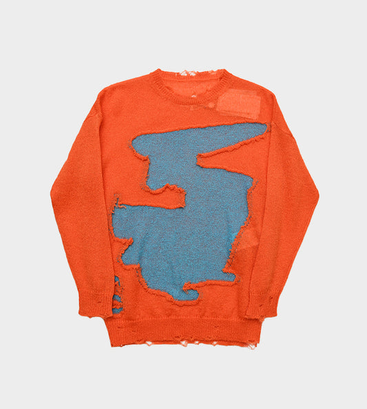 MM6 Maison Margiela - Distressed Sweater Orange