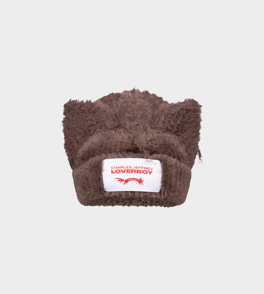 Fluffy Chunky Ears Beanie Brown