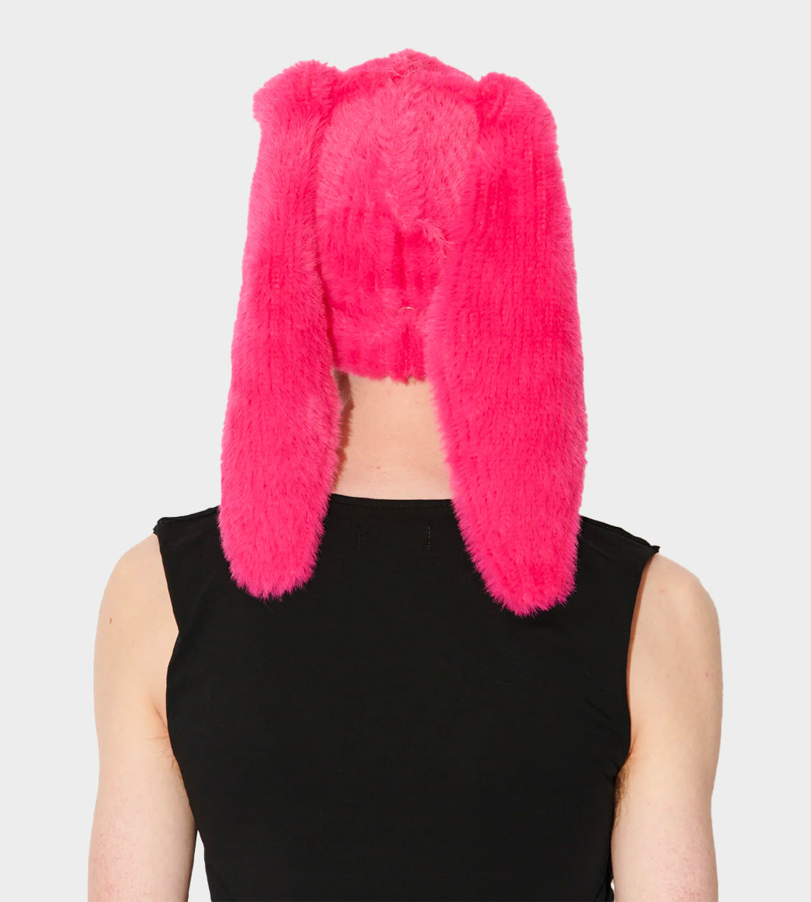 Fluffy Chunky Rabbit Beanie Pink