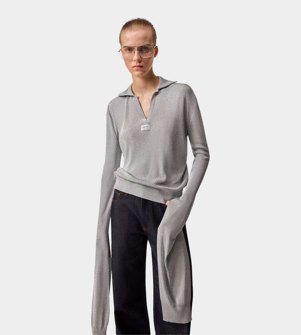 Coperni - Knotted Sleeved Polo top Silver