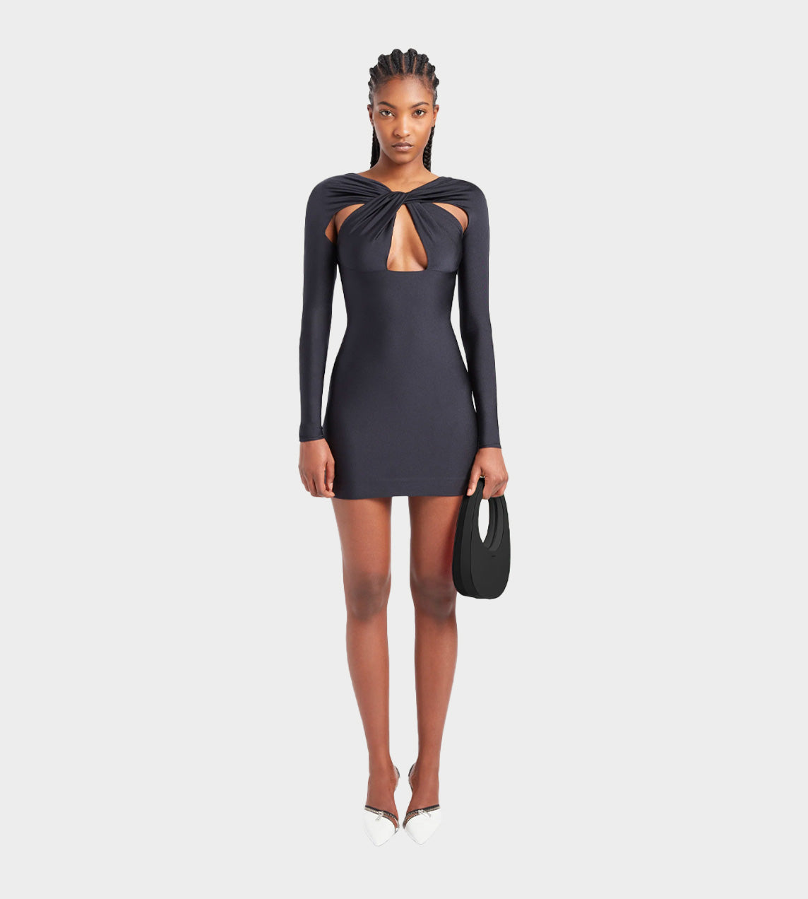 Twisted Cut-out Jersey Dress Blk