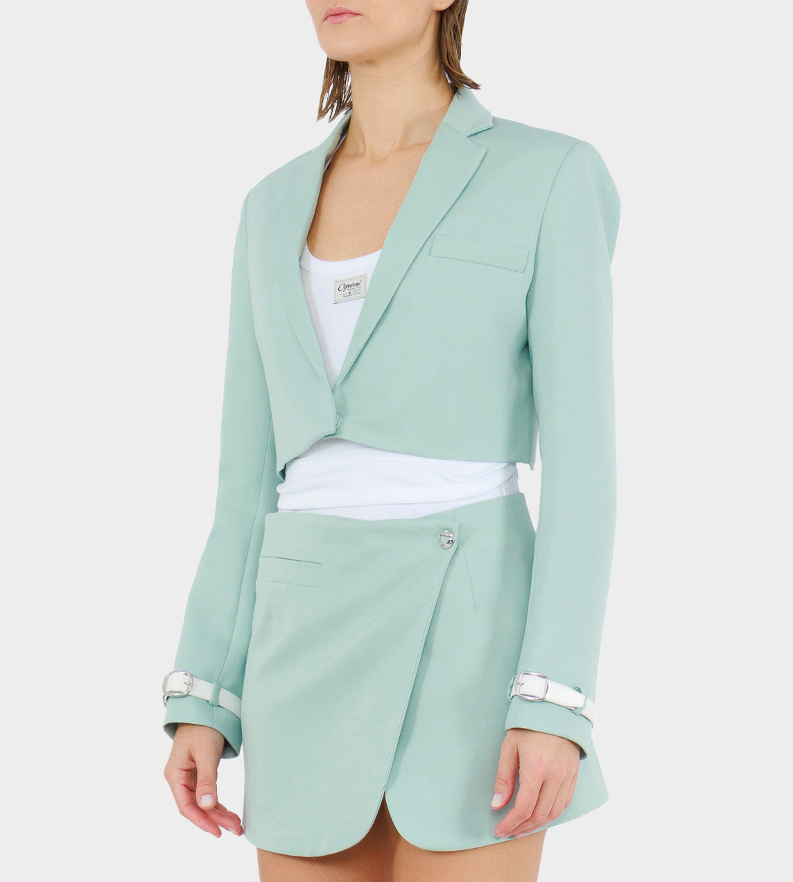 Cropped Tailored Jacket Green