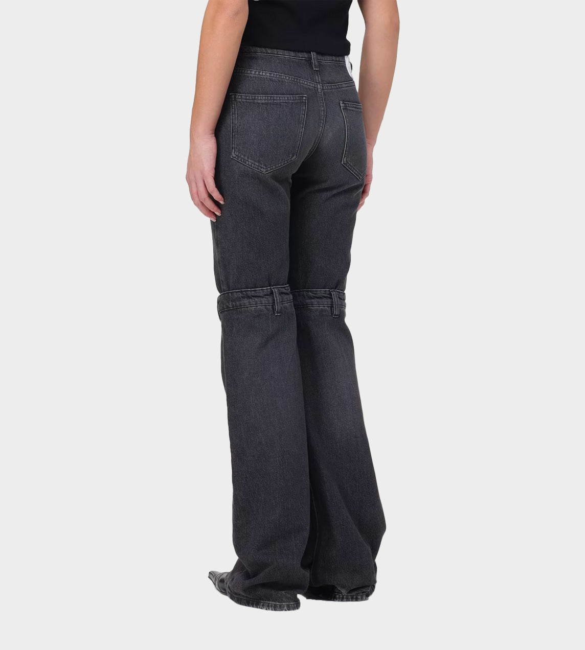 Open Knee Jeans Washed Black