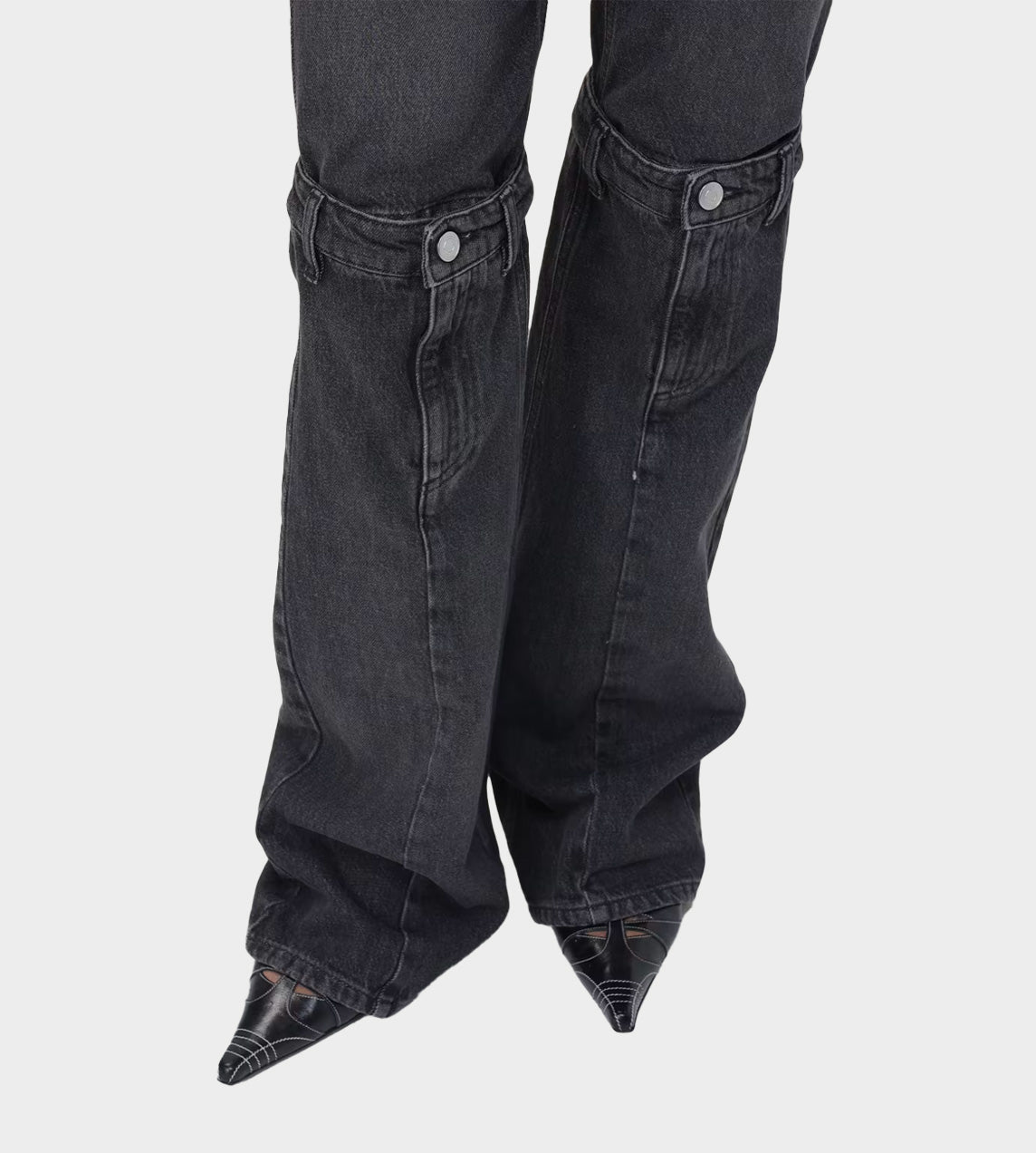 Open Knee Jeans Washed Black