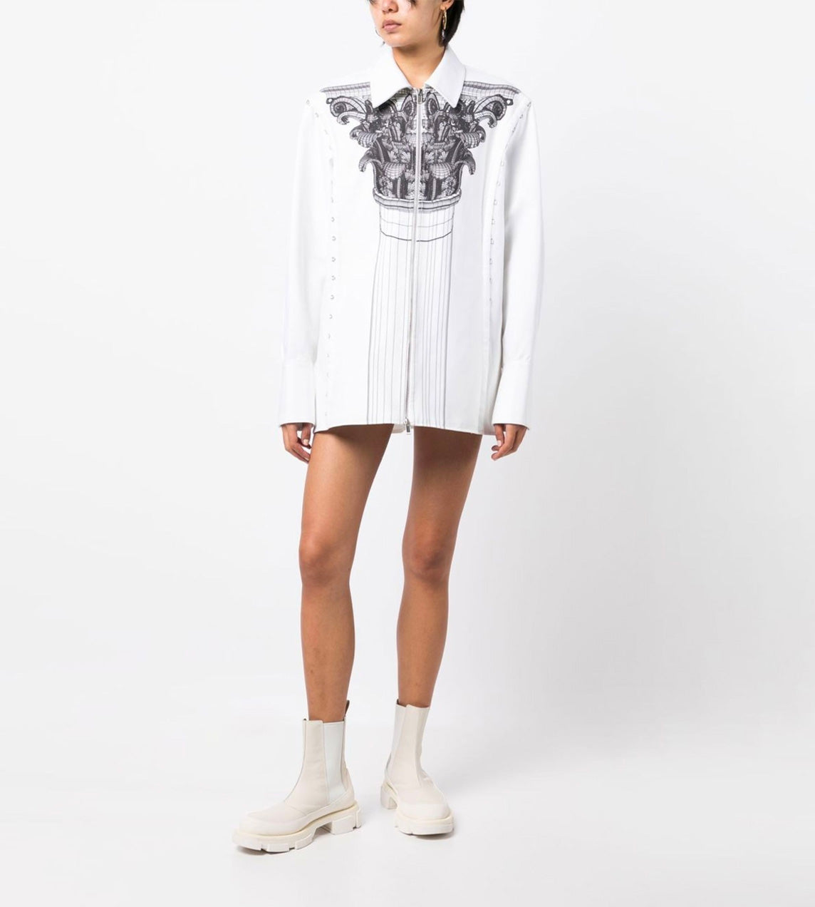 Dion Lee - Column Print Hook & Eye Jacket White