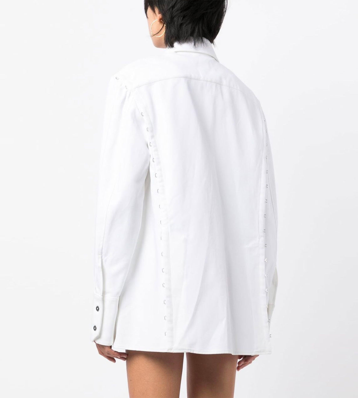 Column Print Hook & Eye Jacket White