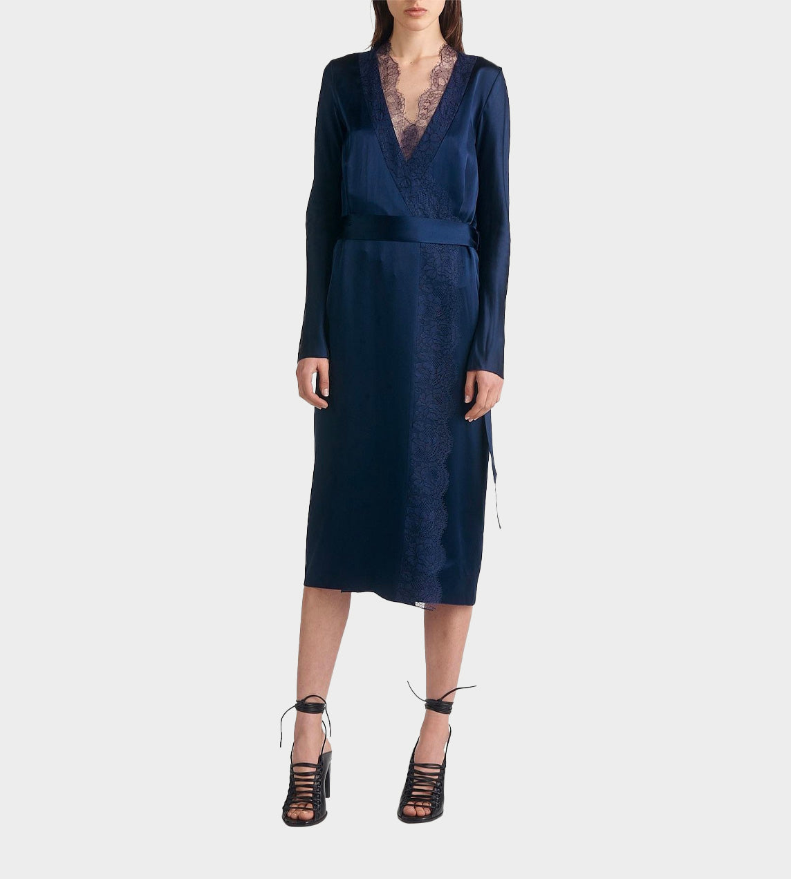 Dion Lee - Silk Satin Lace Trim Longsleeve Dress