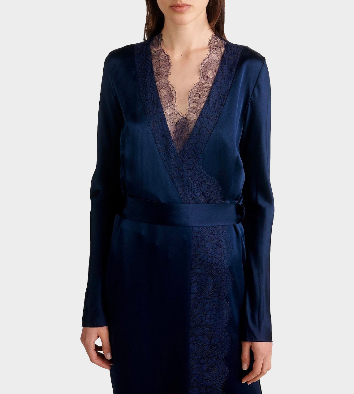 Dion Lee - Silk Satin Lace Trim Longsleeve Dress