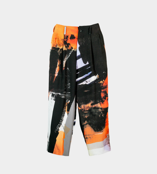 Printed 2 Tuck Tapered Pant Orange