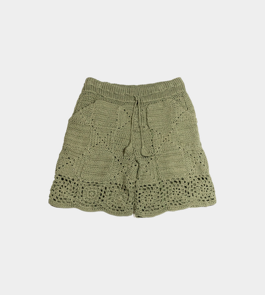 Carbone - Solid Crochet Short Green