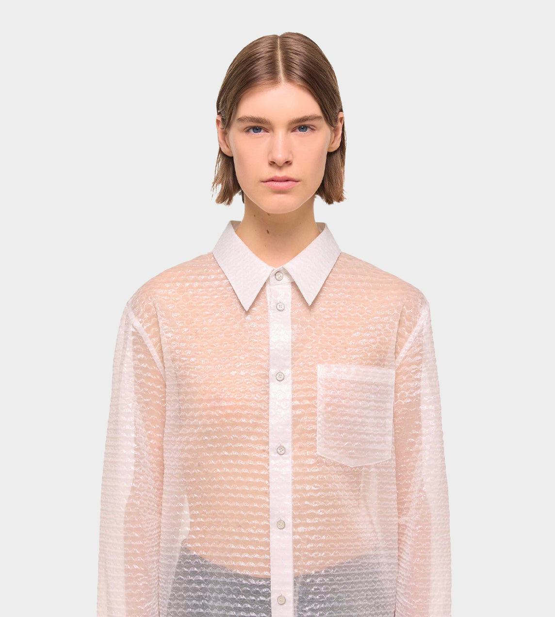 Curved Bubble Wrap Shirt White