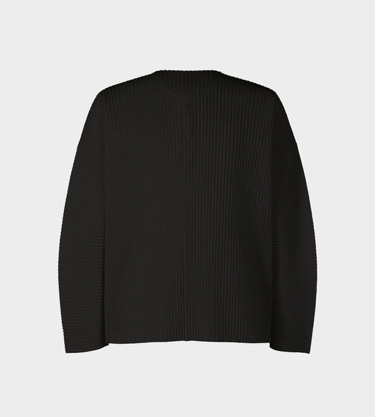 Long Sleeve Henley Tee Blk