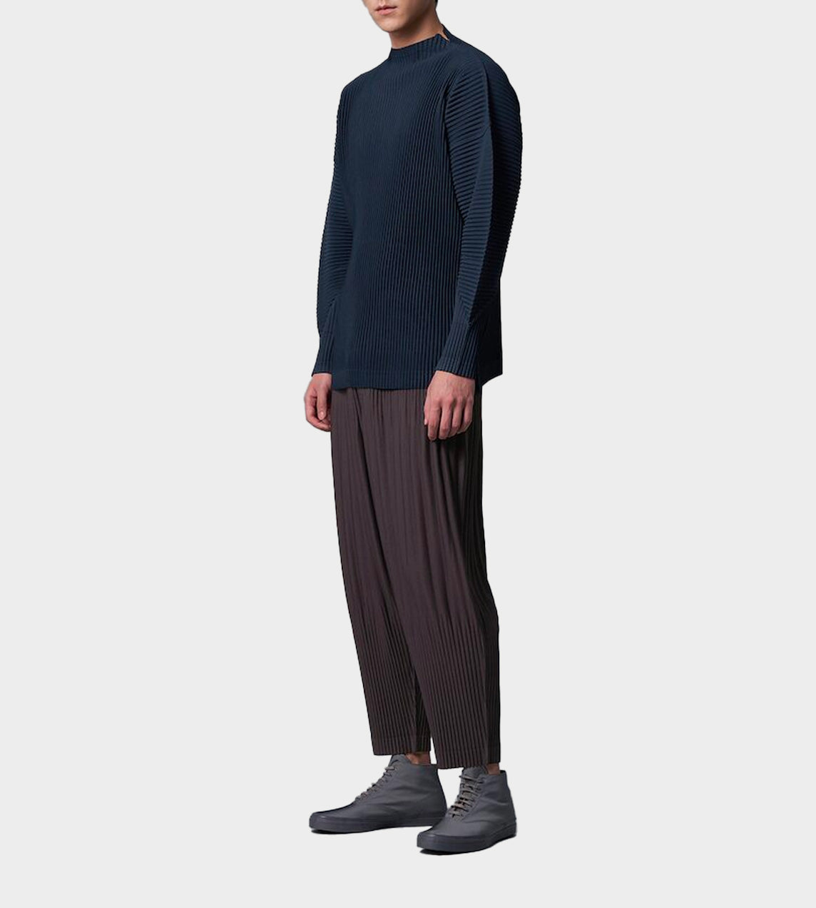 Pleated Midnight Blue Crewneck