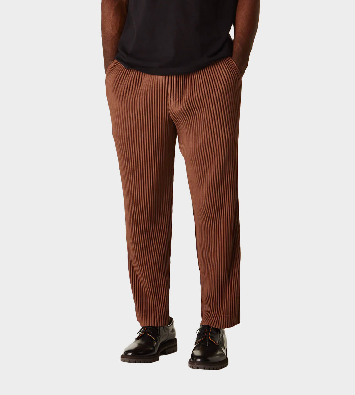 HOMME PLISSE - Pleated Sepia Brown Pants