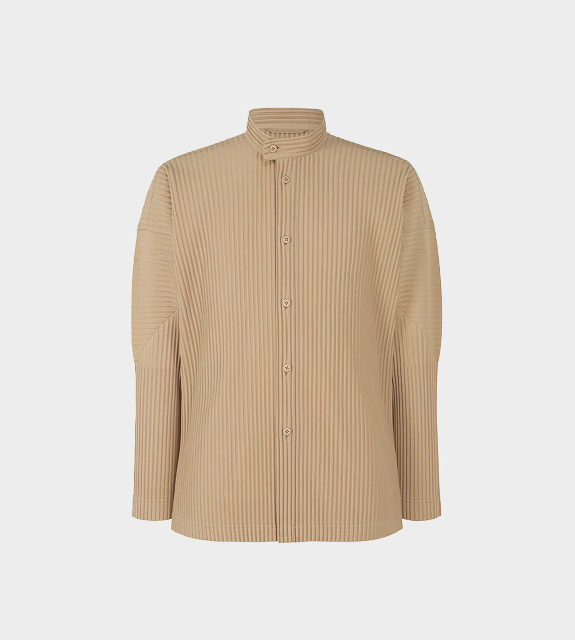 HOMME PLISSE - Pleated L/S Shirt Beige