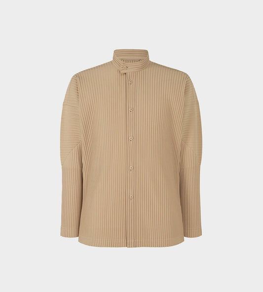 Pleated L/S Shirt Beige