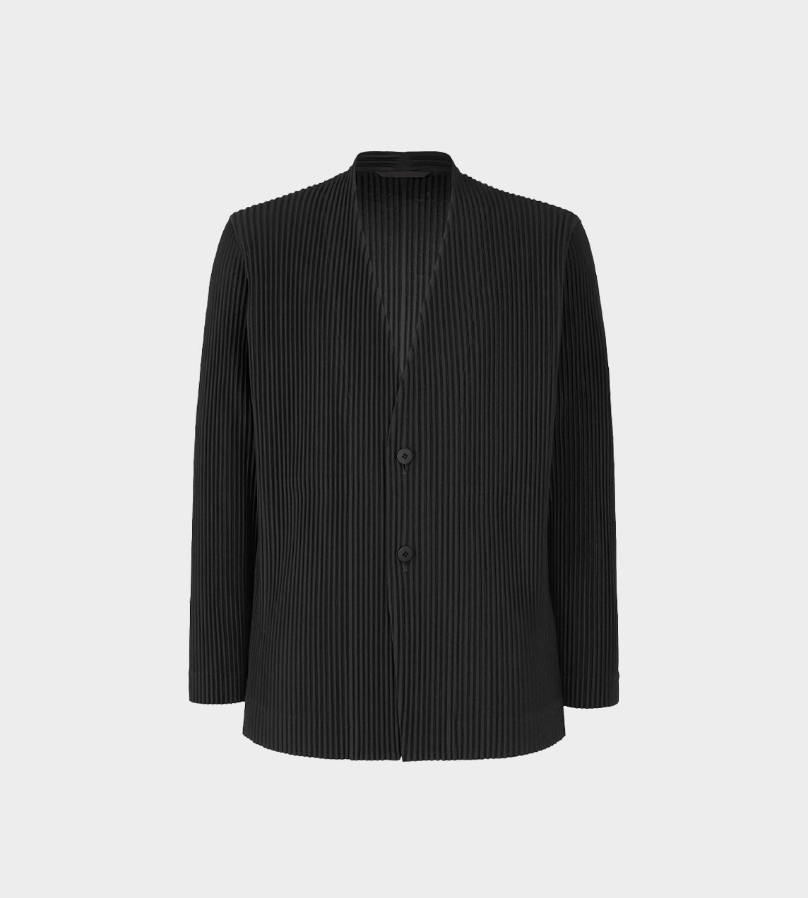 Pleated Collarless Jacket Blk