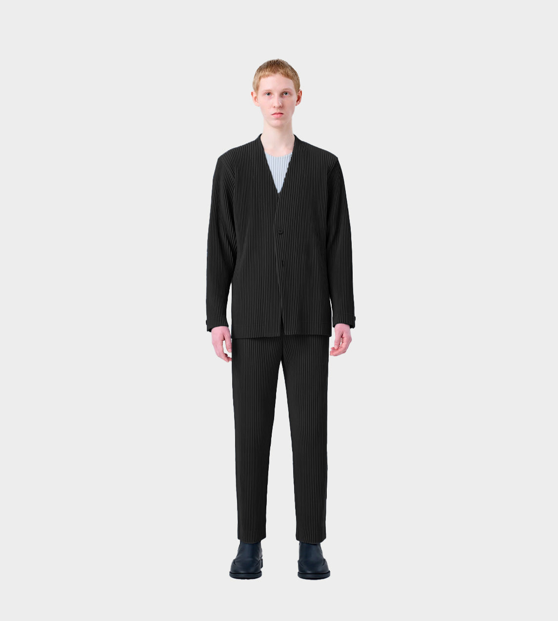 Homme Plisse Issey Miyake - Pleated Collarless Jacket Blk