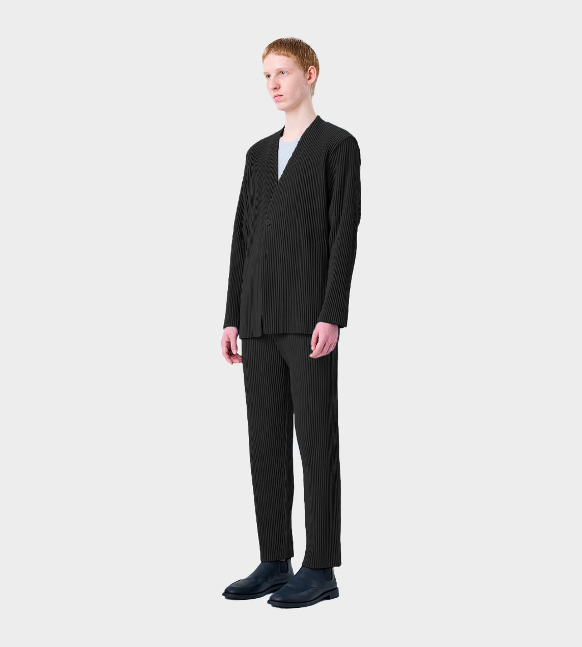 Homme Plisse Issey Miyake - Pleated Collarless Jacket Blk