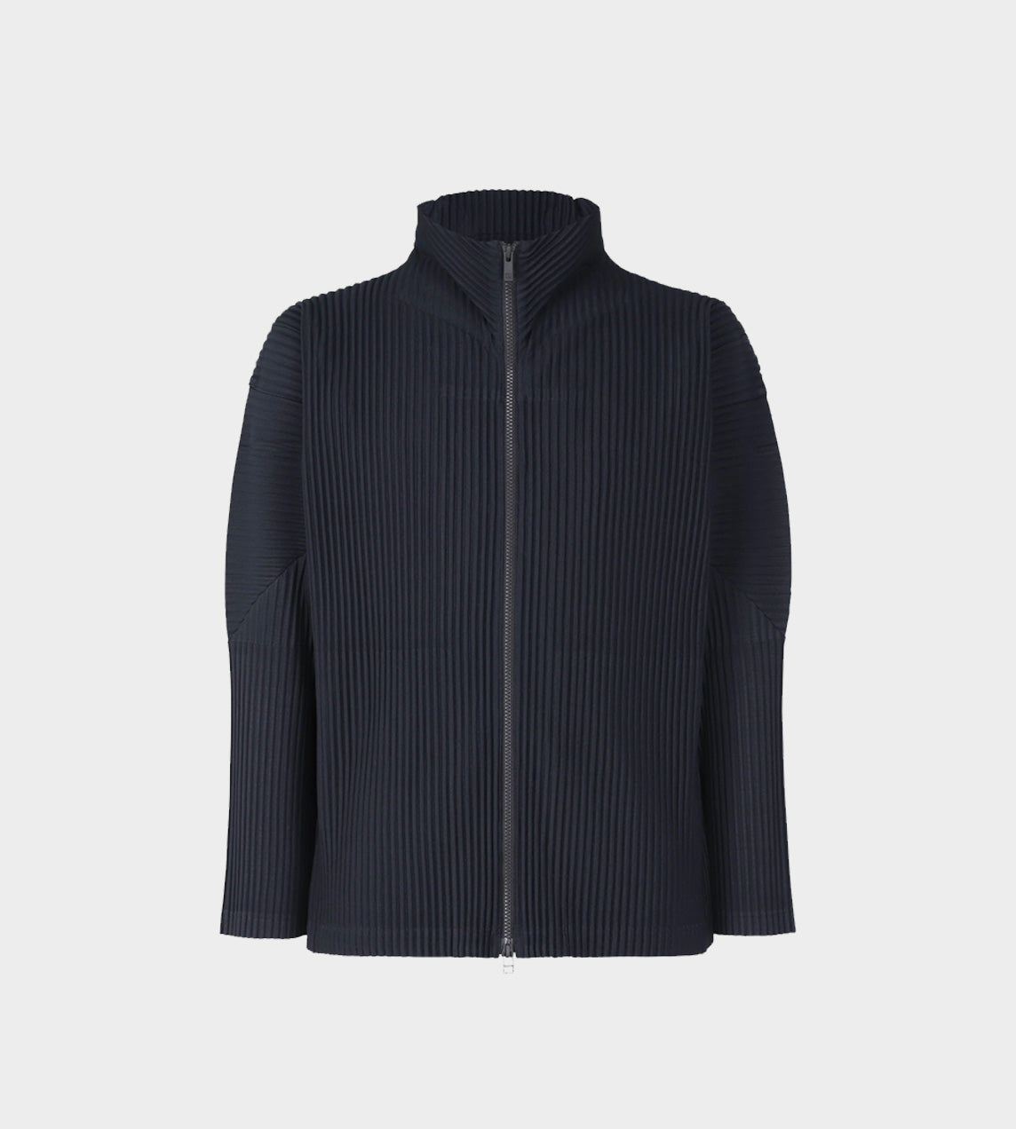 HOMME PLISSE - Basic Pleated Zip-up Jacket Navy