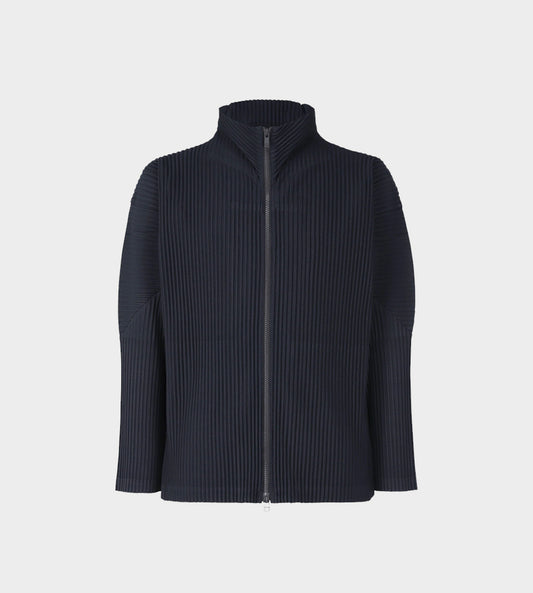 Basic Pleated Zip-up Jacket Navy