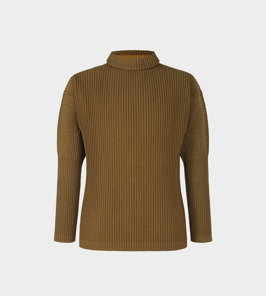 Knit-effect Turtleneck Brown