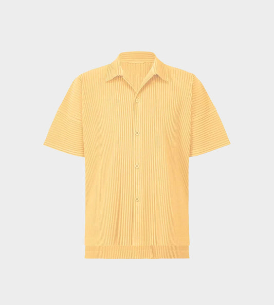 Homme Plisse - Oversized Button Up Polo Beige