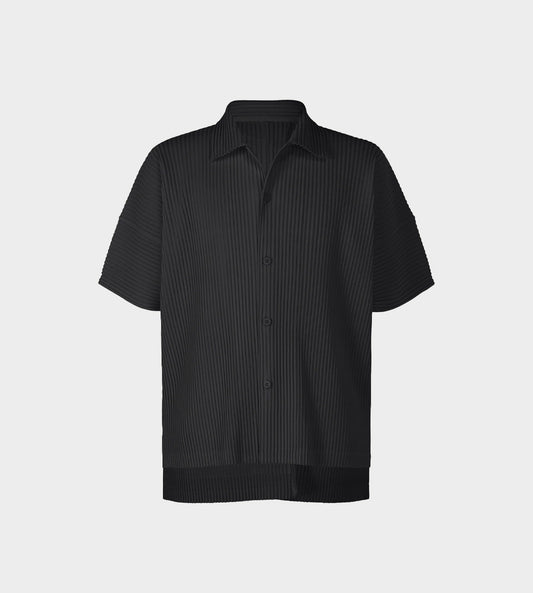 Homme Plisse - Oversized Button Up Polo Black