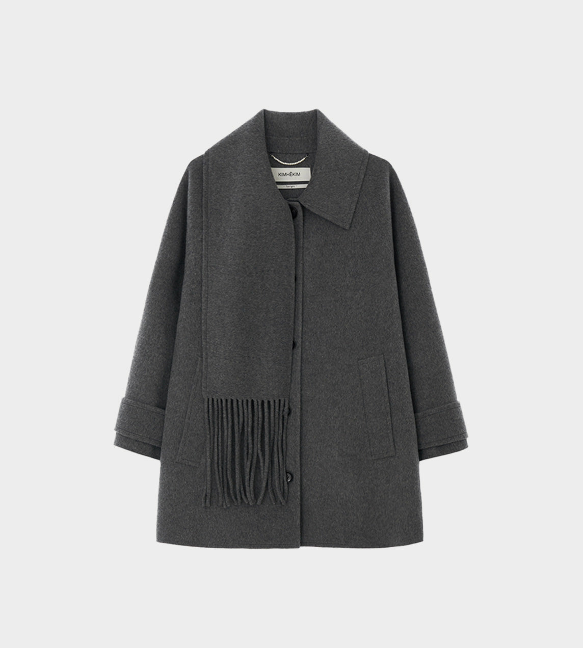 KIMHEKIM - Cashmere Fringe Scarf Half Coat