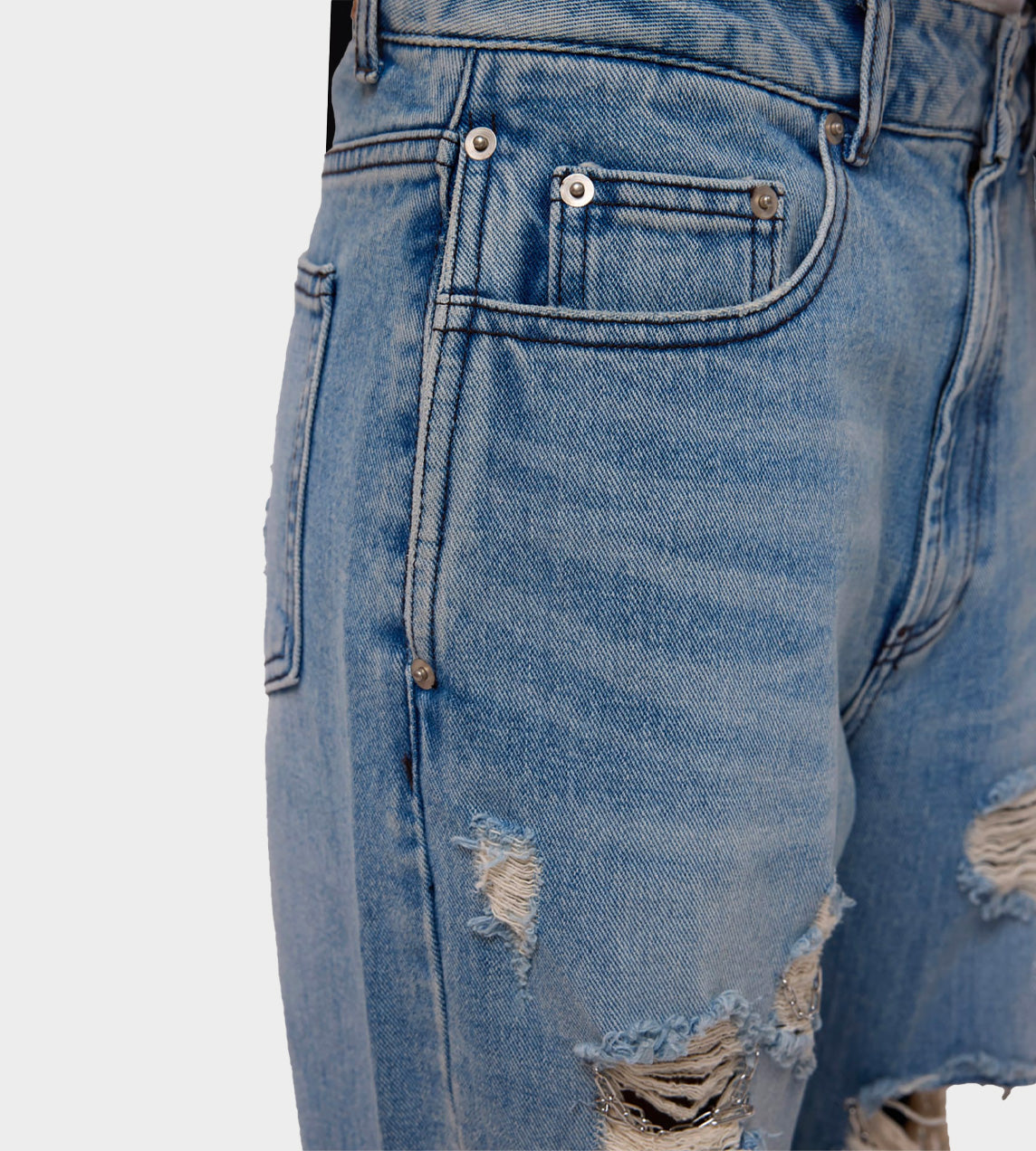 Chain Embellishment Destroyed Jeans