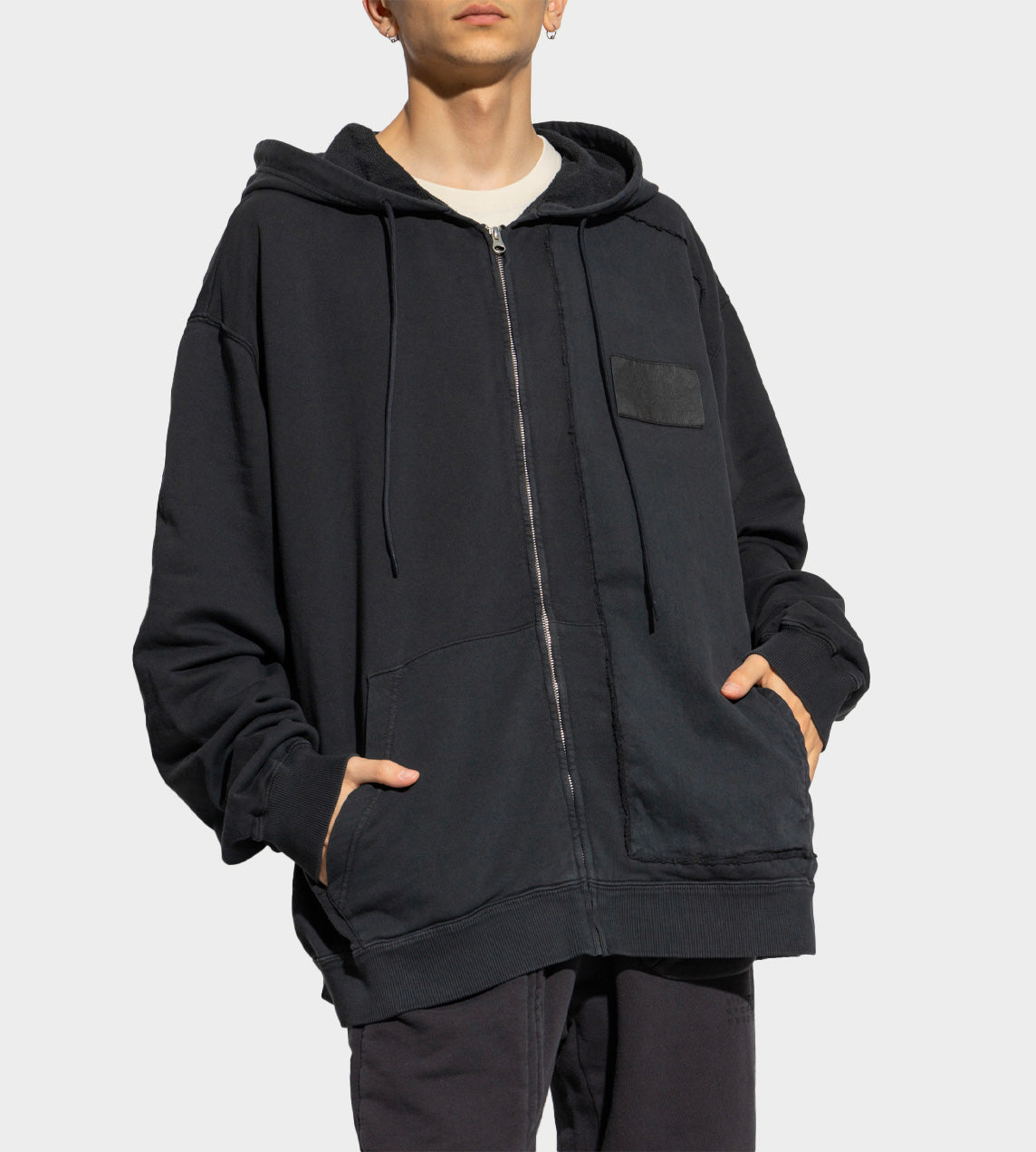 Zip-UP Patch Hoodie Blk