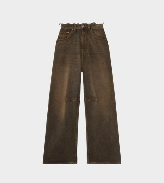 Brown Acid-wash Jeans M