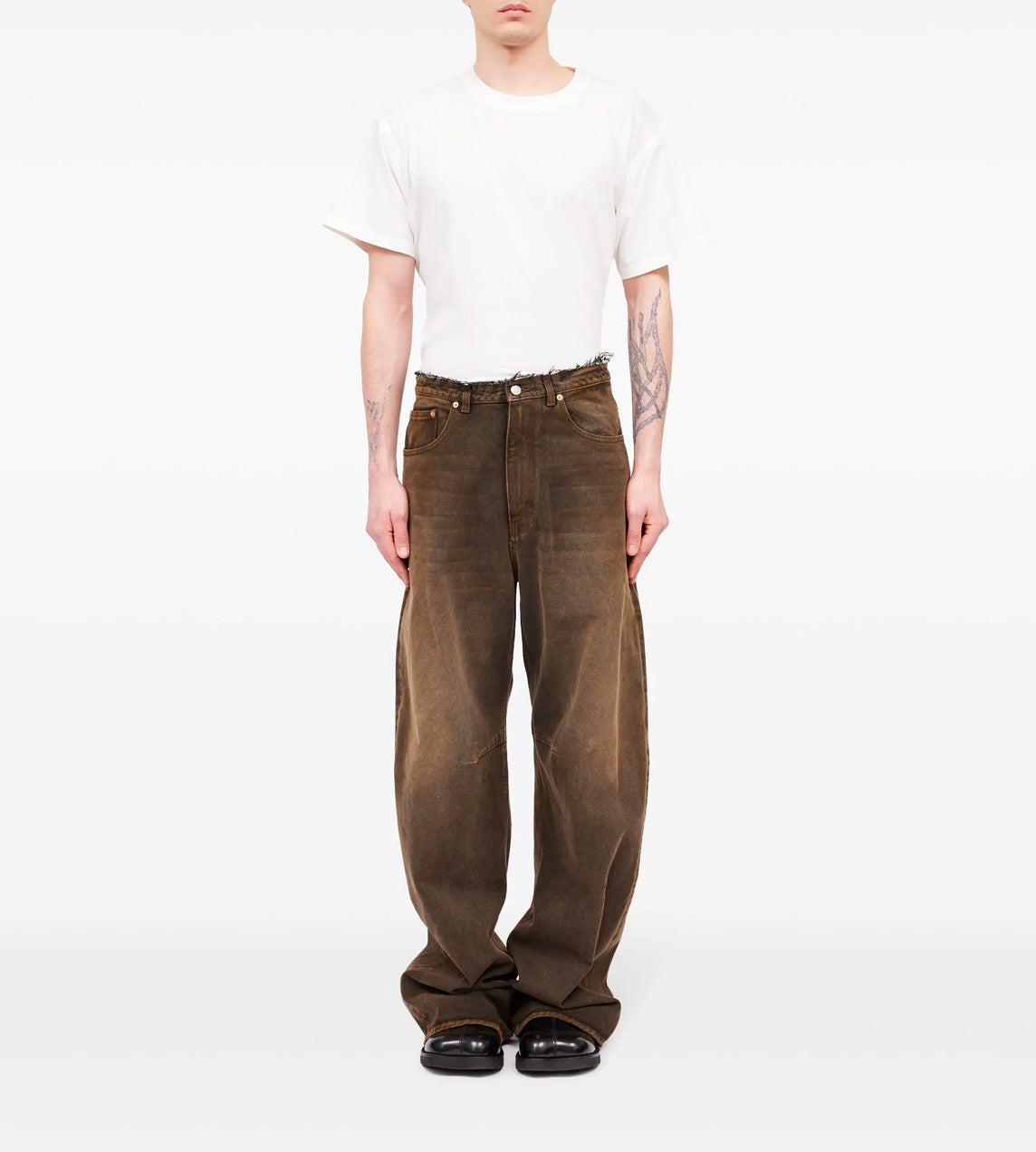 Brown Acid-wash Jeans M