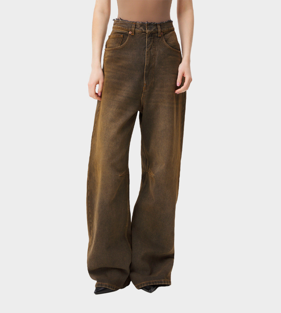 Brown Acid-wash Jeans W