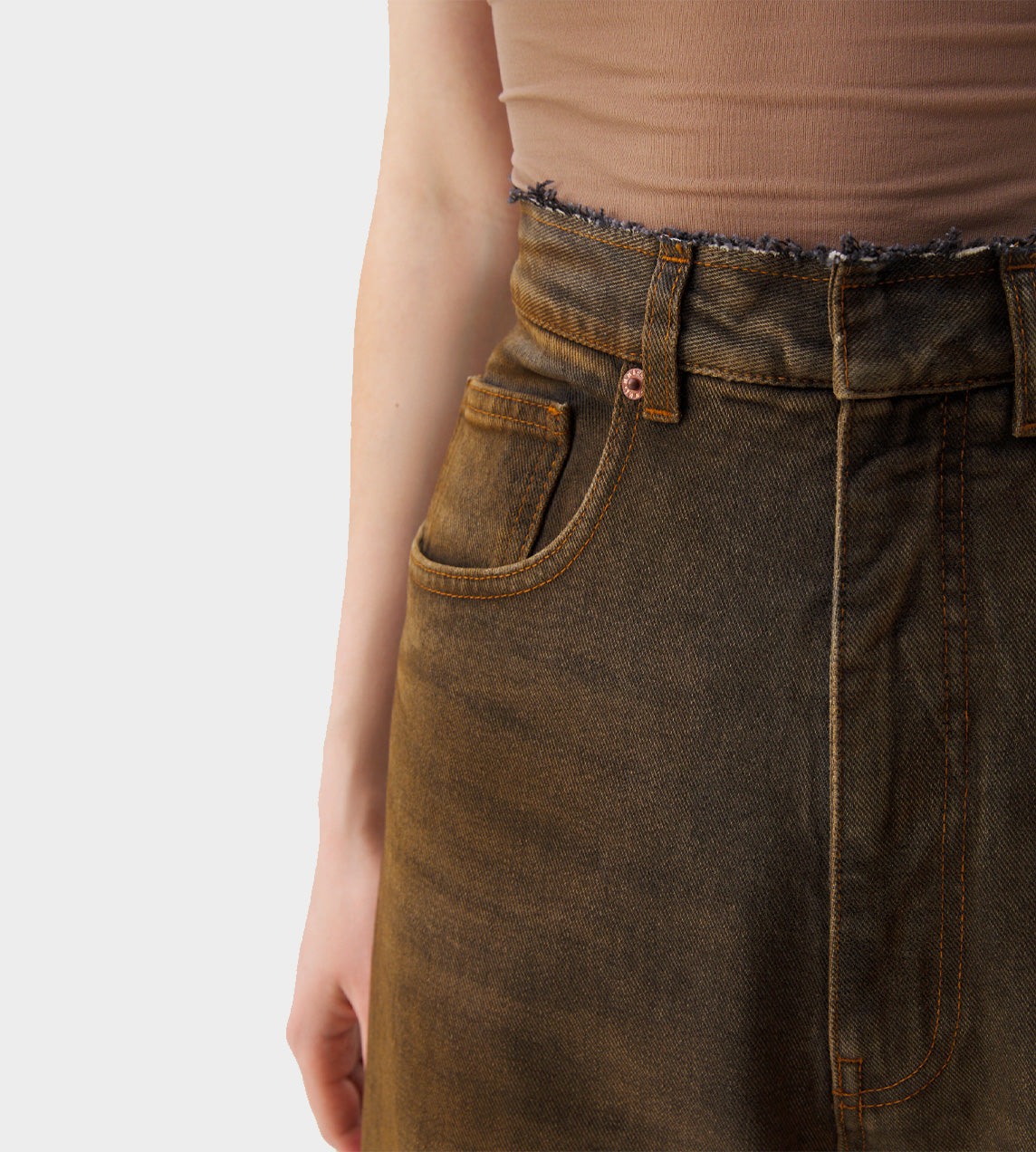 Brown Acid-wash Jeans W