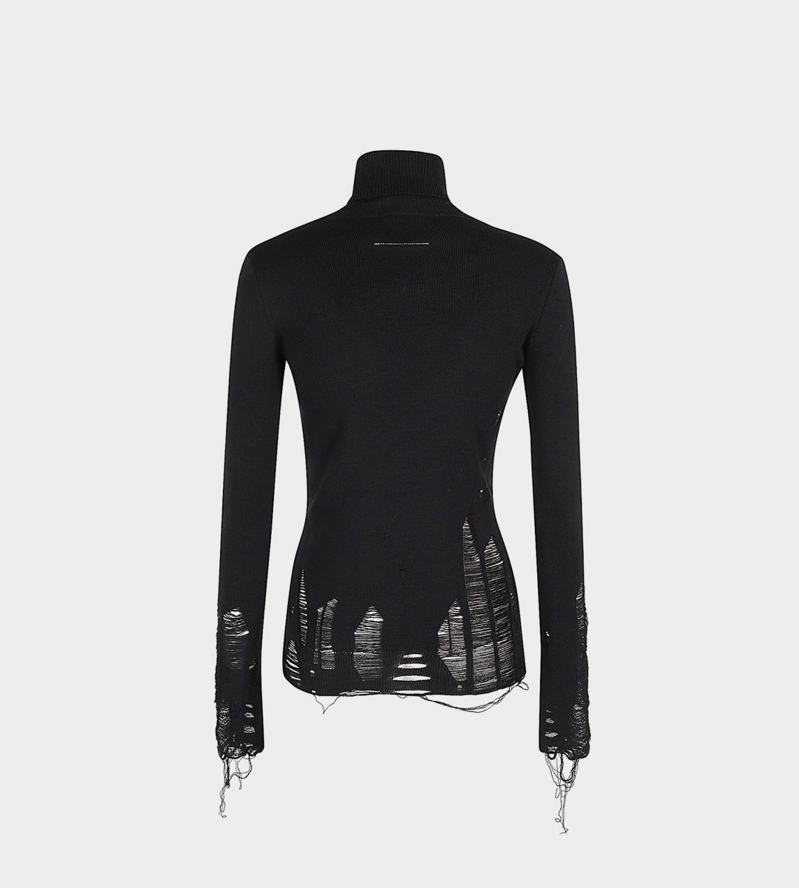 Distressed Turtleneck Blk