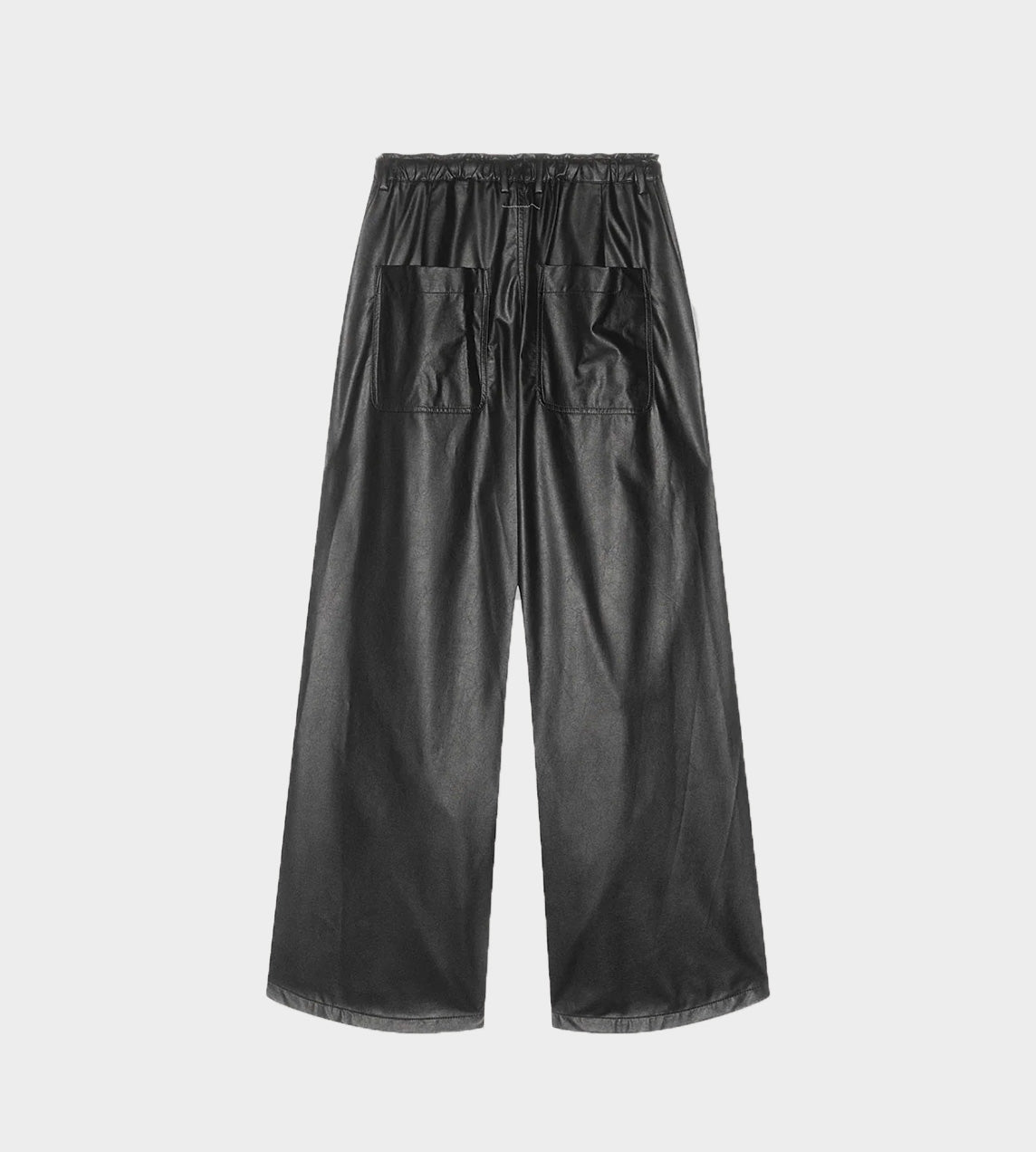 Draped Faux Leather Pants Blk