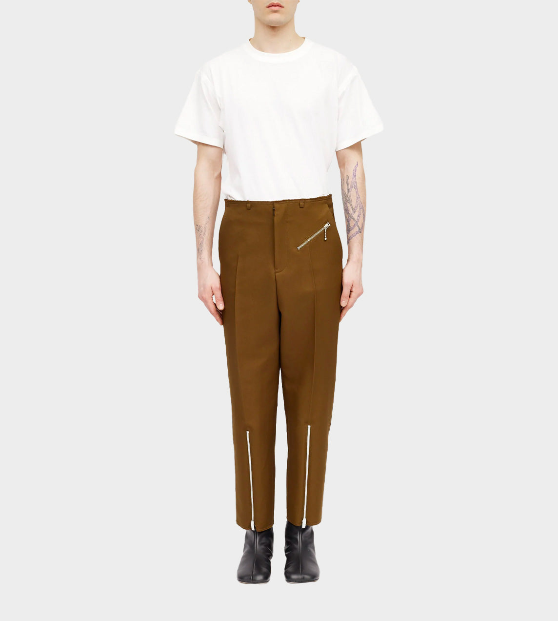 Zip Detail Trousers Brown