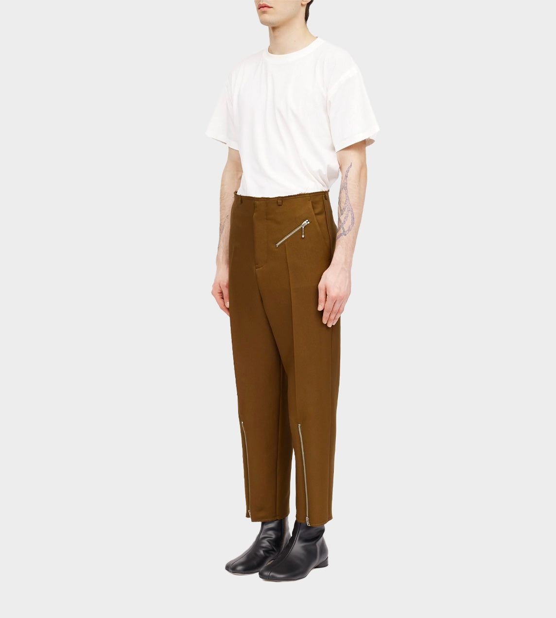 Zip Detail Trousers Brown