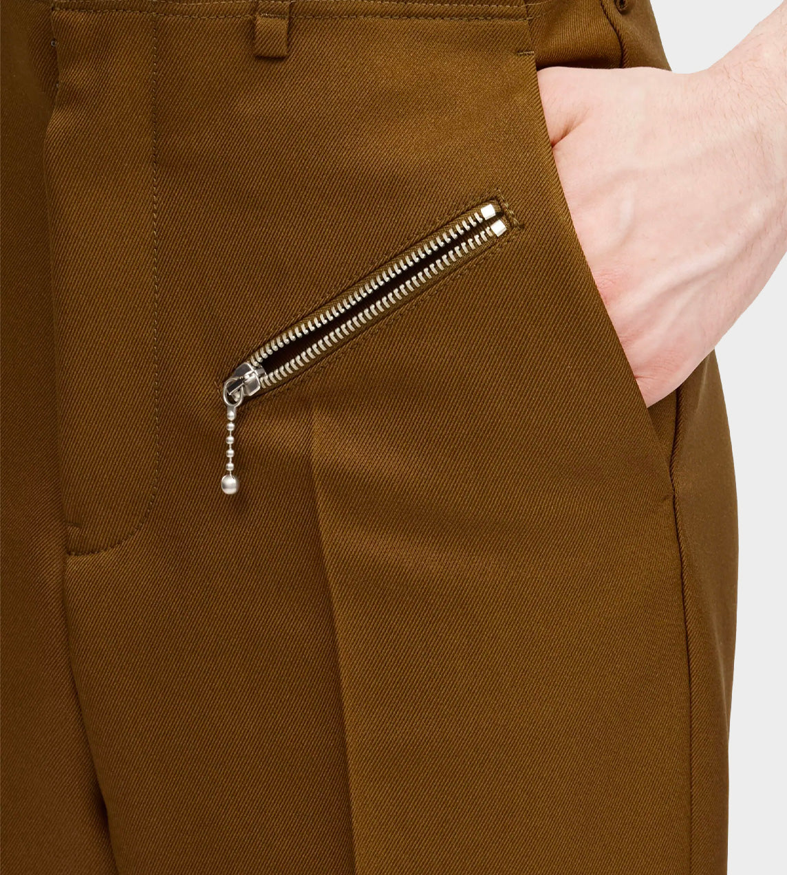 Zip Detail Trousers Brown