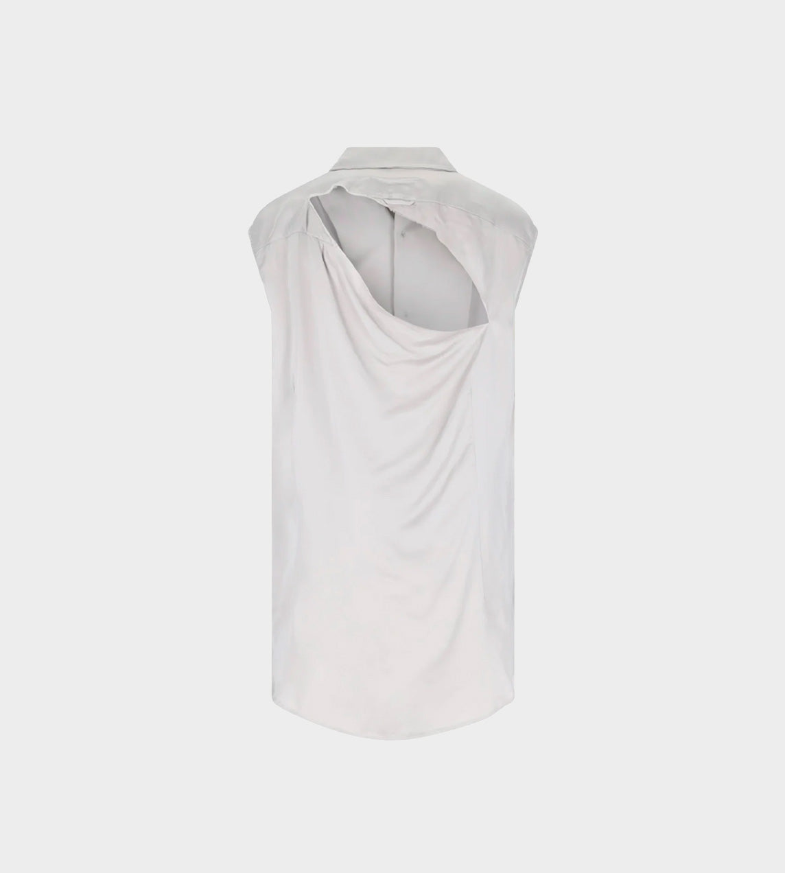 Ripped-detail Satin-weave Sleeveless Shirt