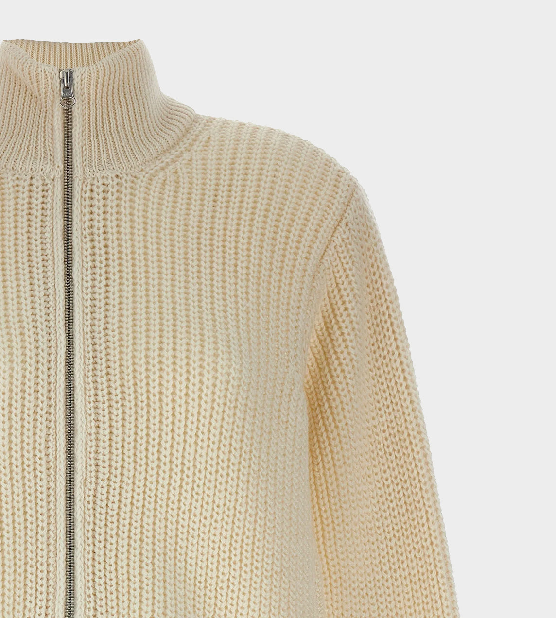 MM6 Maison Margiela - Spliced Zip Front Cardigan Off White